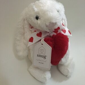 NEW Plush Bunny Soft Baby Toy White with Red Heart Valentines Theme | Snug
